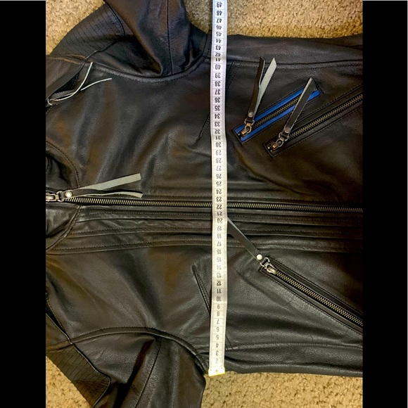 Harley Davidson black leather blue flames jacket S - Picture 9 of 9